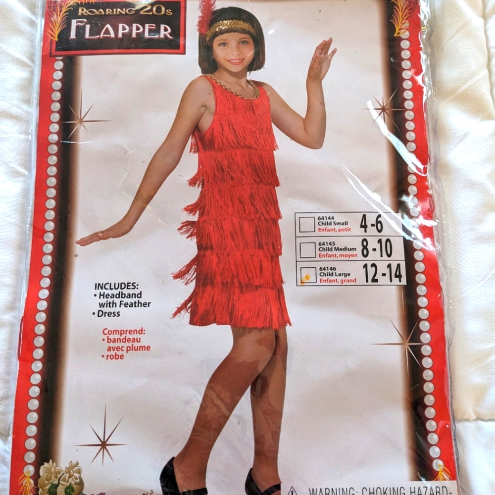 Halloween Flapper Girl Costume Size 12-14 New in Bag!